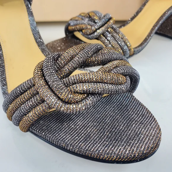NWT$625 Alexandre Birman Vicky 60mm Stellar Knot Bow Sandals Heels Sz 37 (7)